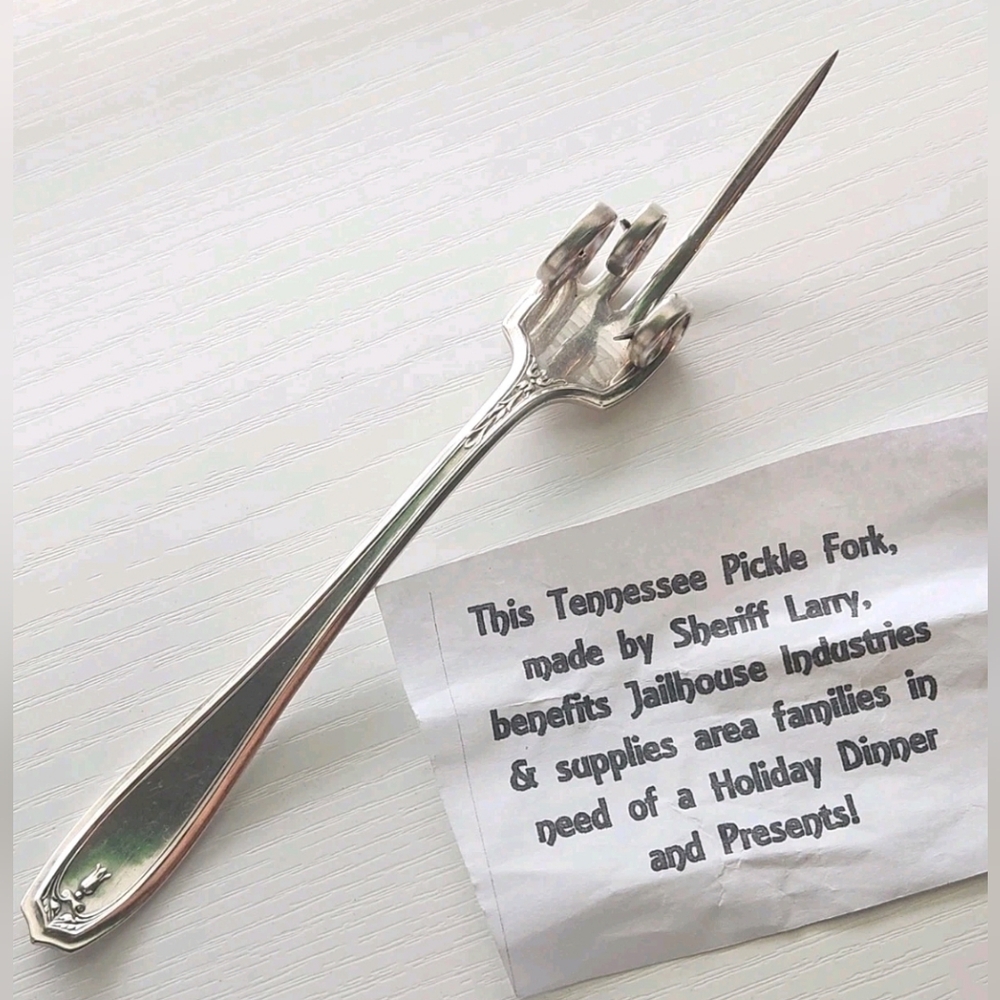Vtg 1881 Rogers Silverplate "Fork U" Tennessee Pickle Olive Fork Novelty Gift